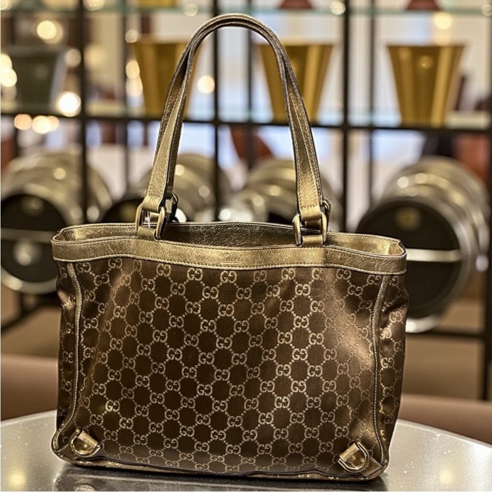 Gucci Vintage Brown and Gold Shoulder Bag
